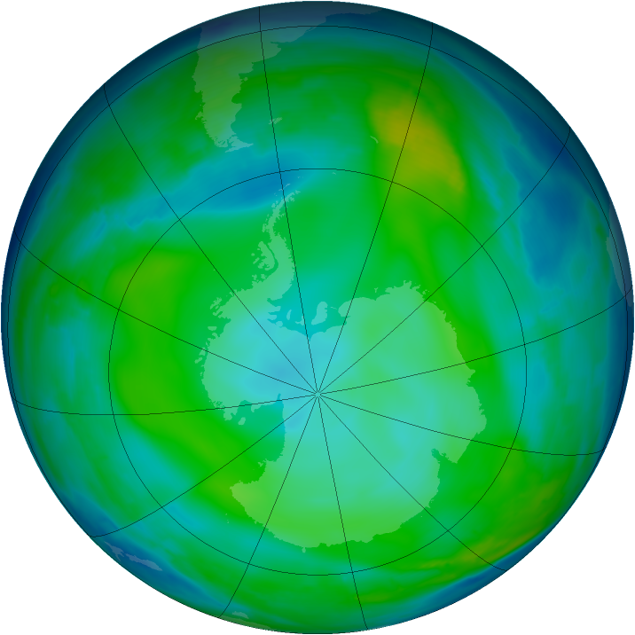 Antarctic ozone map for 19 June 2008